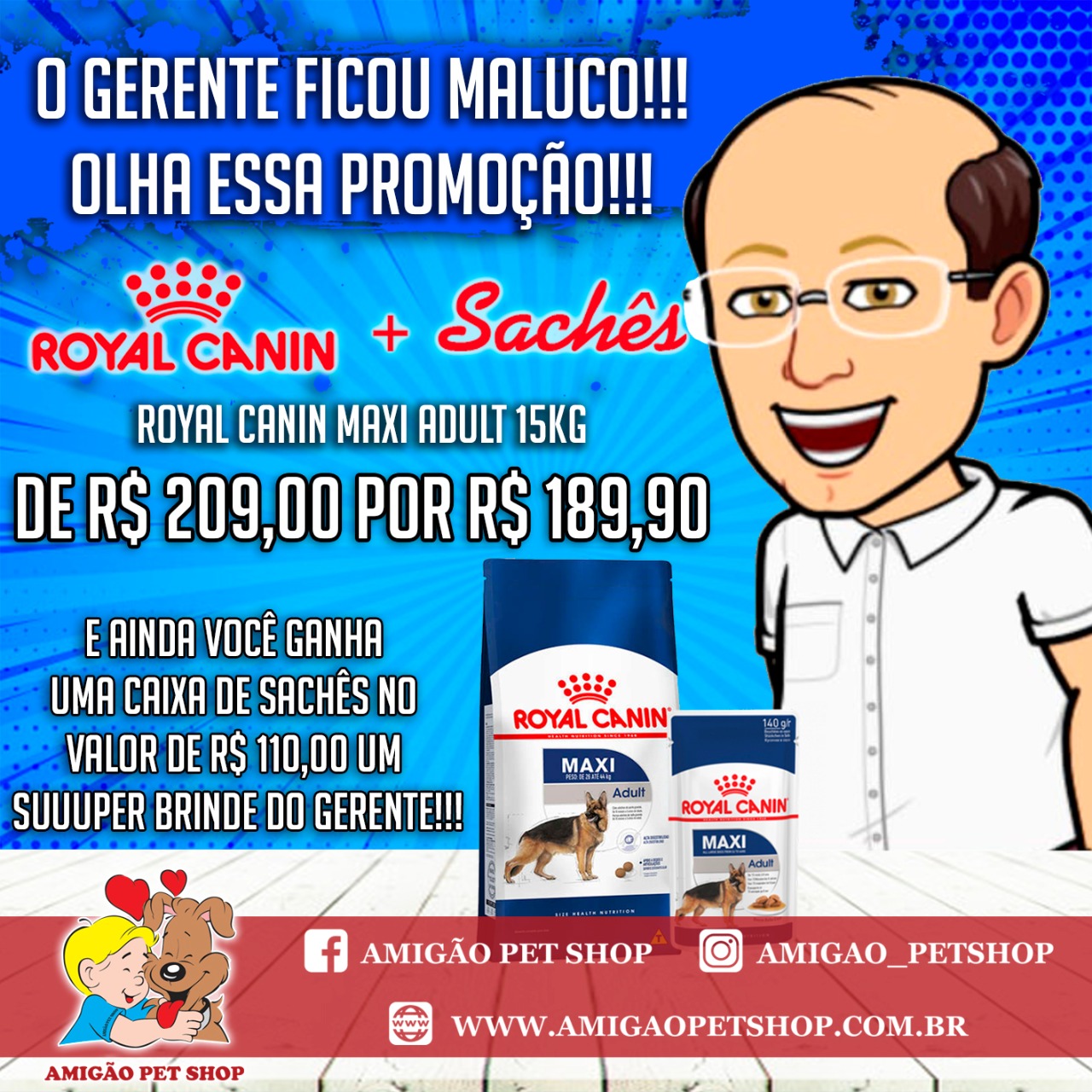 PROMOÇÃO ROYAL CANIN MAXI ADULT 15KG + SACHES